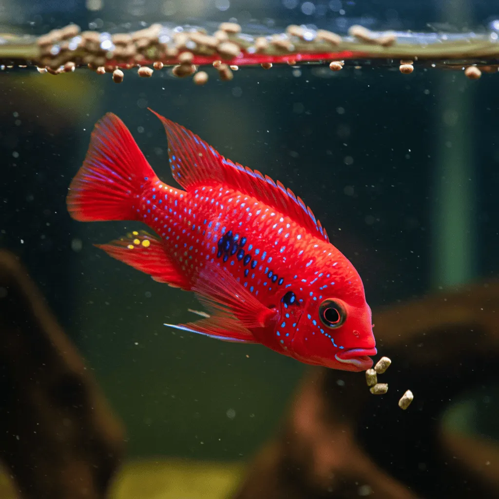 Feeding Jewel Cichlid